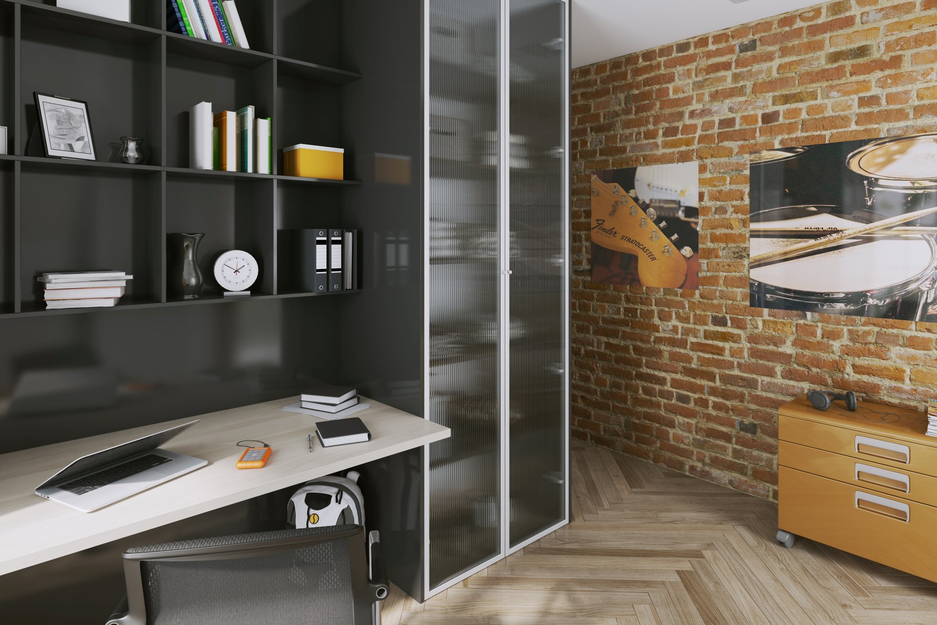 A teenager's room with 2 hinged wardrobes in the Topaz system